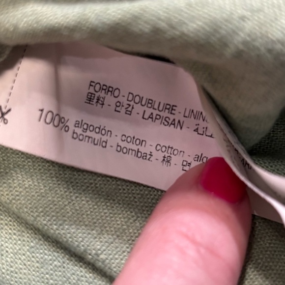 Zara Topstitched Romper Green Belt Tie Button Front Roll Tab Sleeve Collar Sz S - Picture 5 of 5